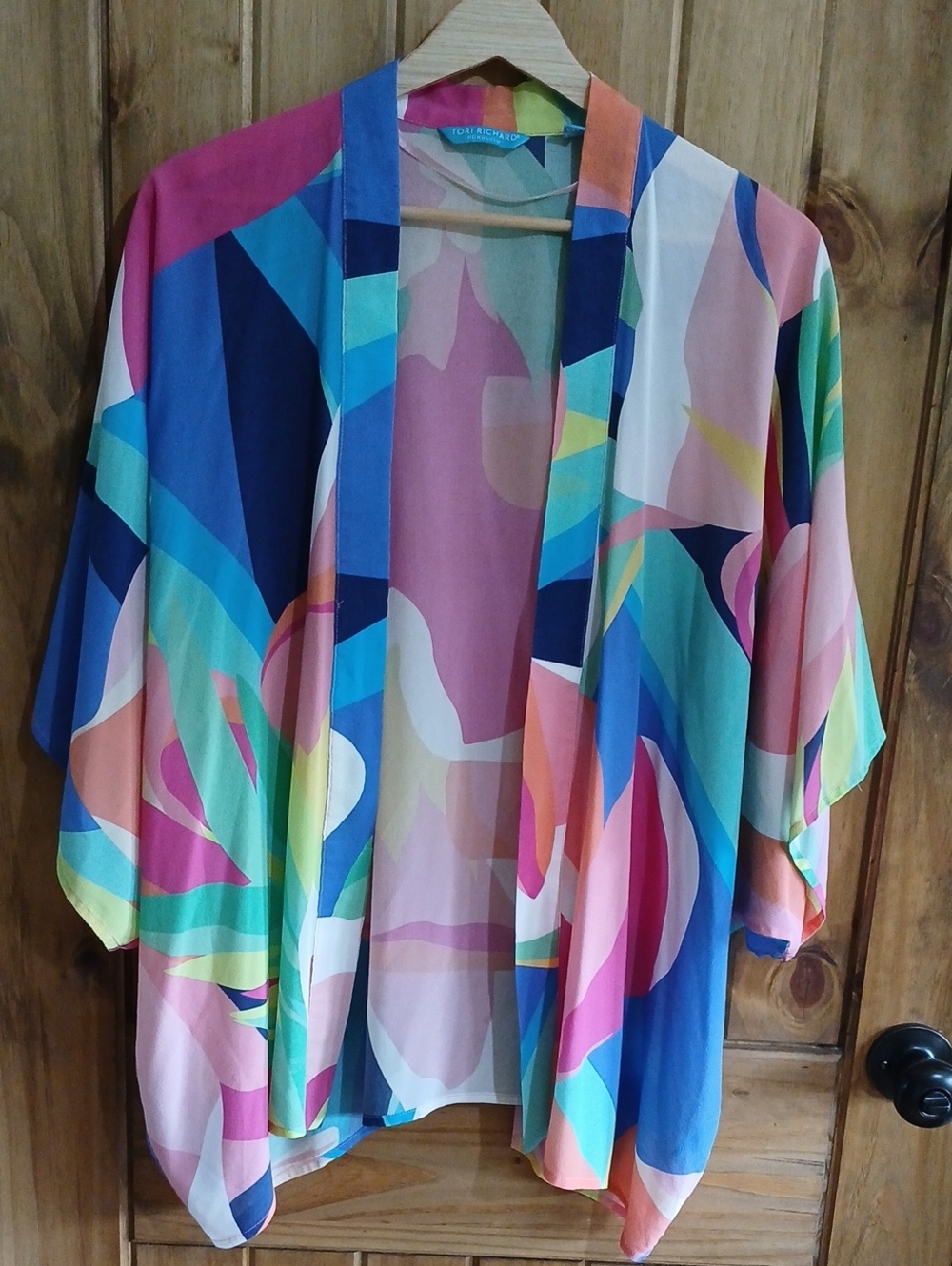 Tori Richard Multicolor Abstract Draped Kimono